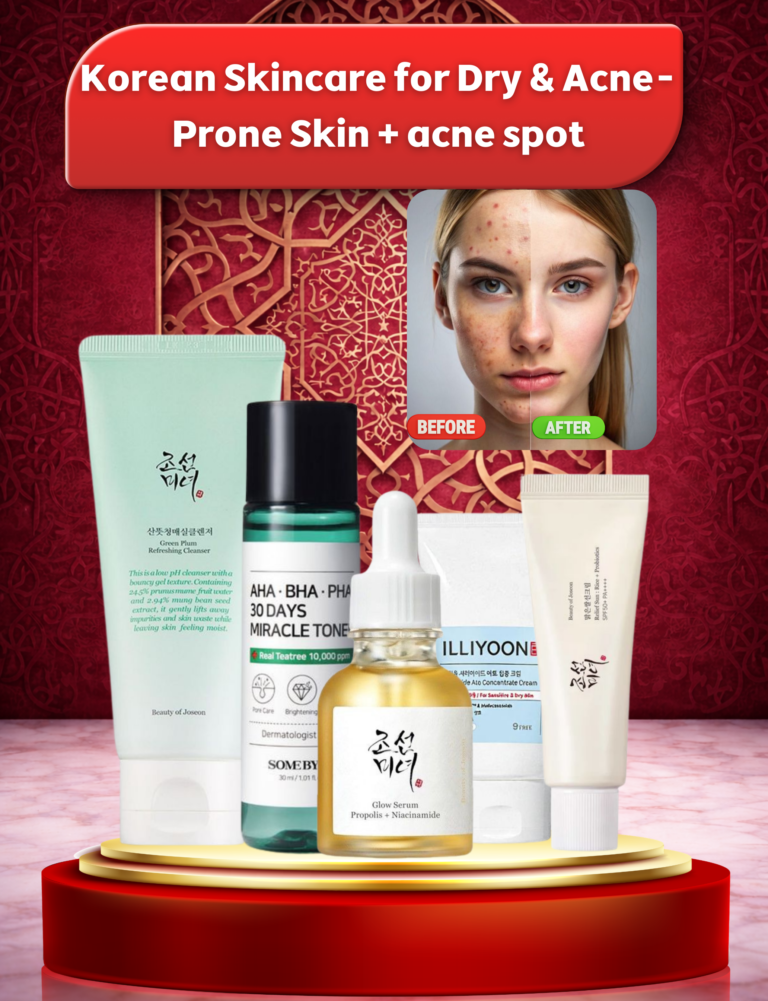Dry & Acne-Prone Skin + acne spot Korean Skincare combo