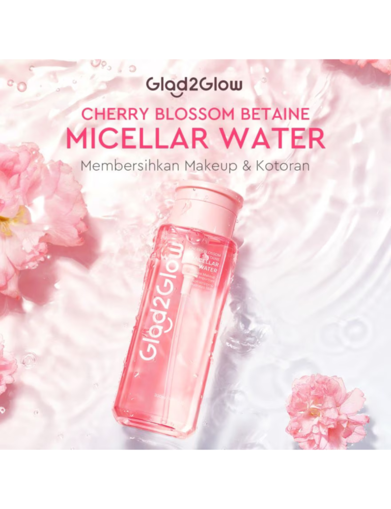 Second image of Glad2Glow  Micellar Water Makeup Remover cherry blossom 300ml(all type skin)