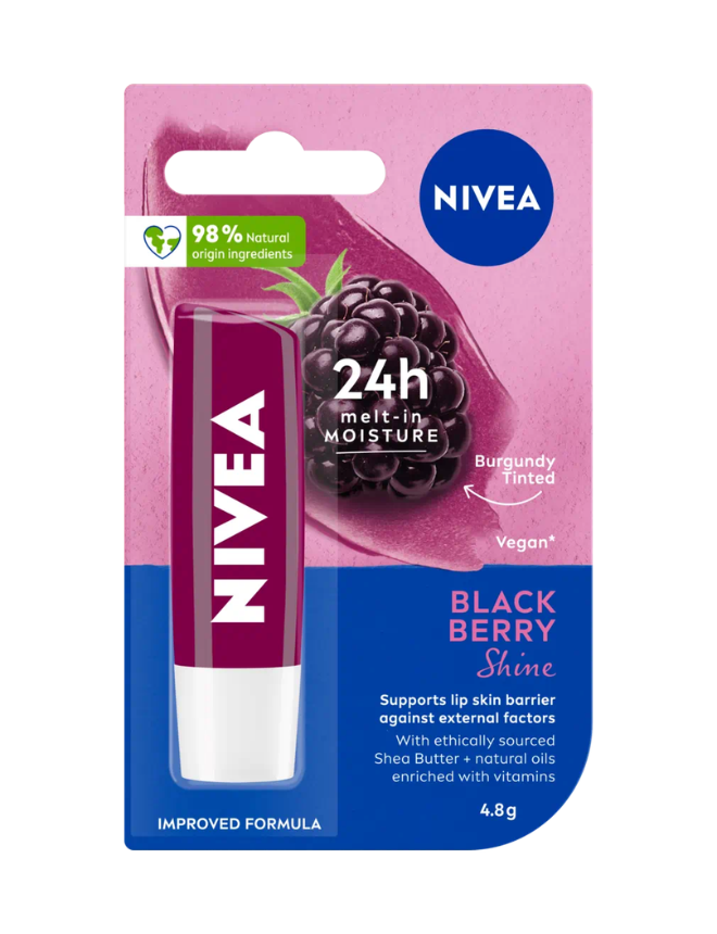 NIVEA LIP BLACKBERRY SHINE CARING LIP BALM 4.8G