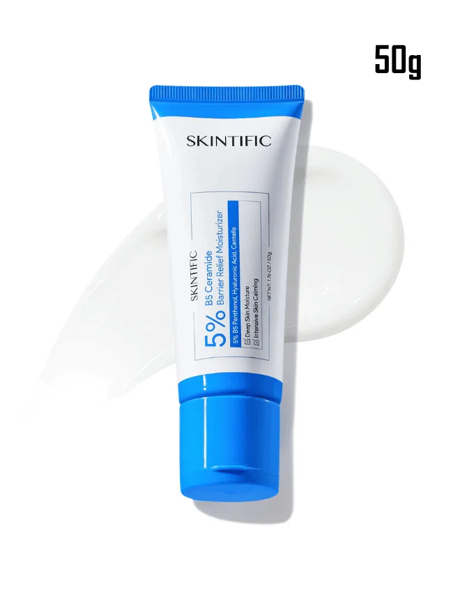 SKINTIFIC 5% B5 REPAIR CREAM WITH CERAMIDE SOOTHING CENTELLA SOS FIRST‑AID MOISTURIZER HYDRATE BARRIER 50G