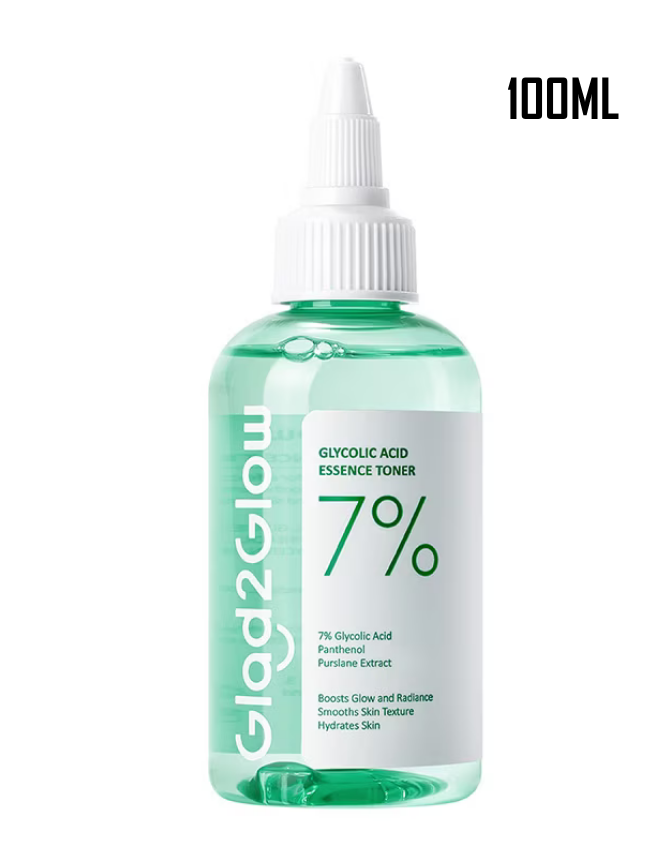 GLAD2GLOW 7% GLYCOLIC ACID TONER 3 IN 1 SMOOTHS TEXTURE CLEARS PORES 100ML