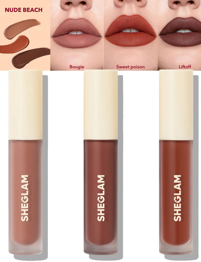 SHEGLAM MATTE ALLURE MINI LIQUID LIPSTICK SET  NUDE BEACH (SET)