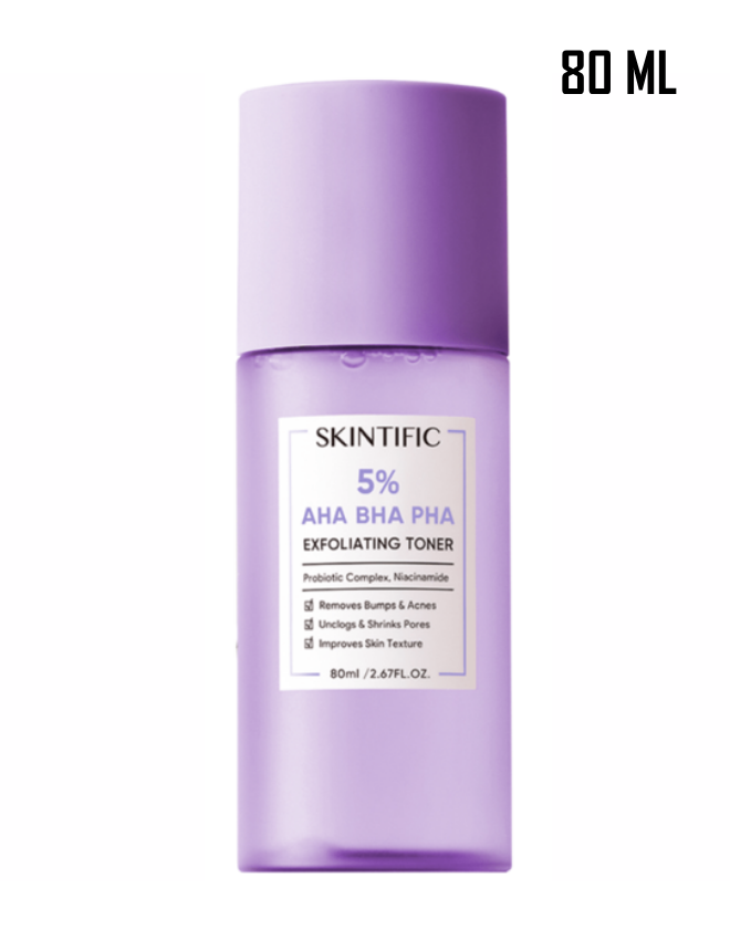 SKINTIFIC 5% AHA BHA PHA EXFOLIATING TONER 80ML